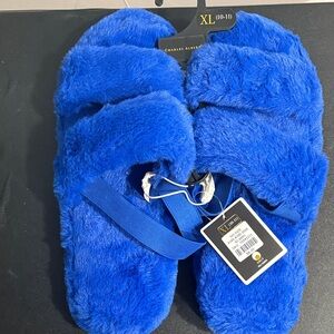 Charles Albert Women's Blue Fuzzy Slippers